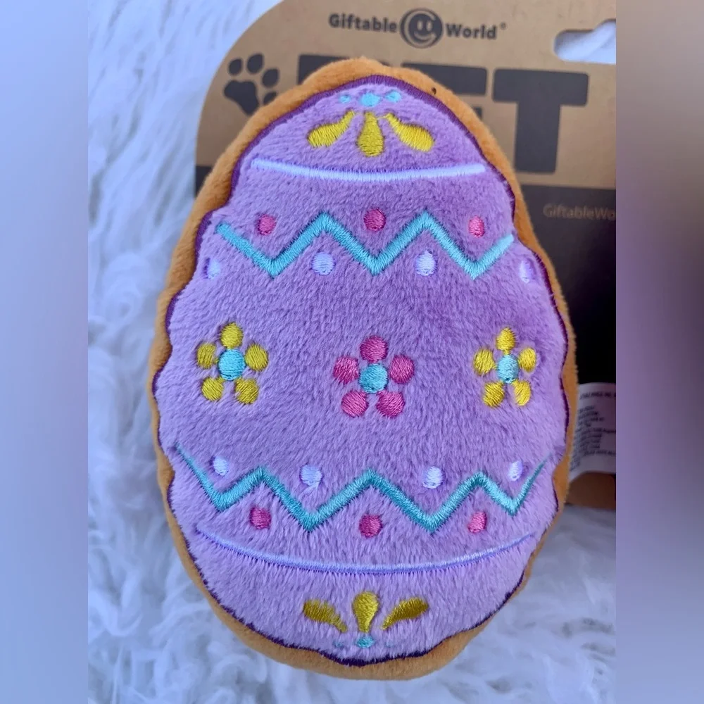 NWT Pet Toy Easter Egg Cookies 5” Squeaky Dog Cat Hypo-Allergenic Easter Basket